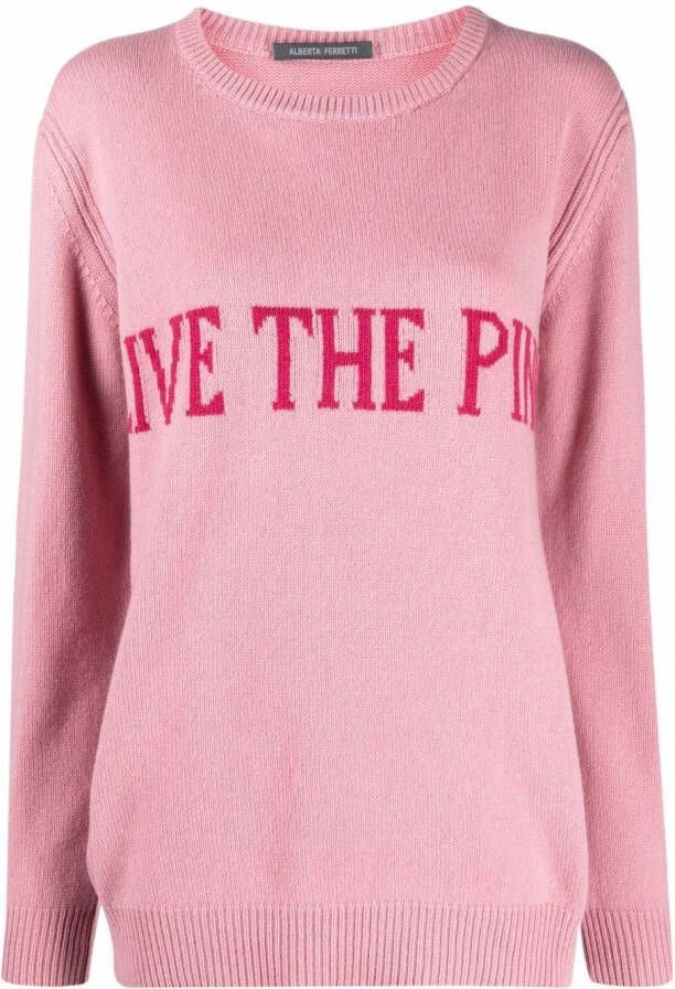 Alberta Ferretti Trui met tekst Roze