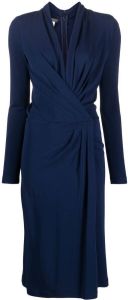 Alberta Ferretti Midi-jurk met gedraaide voorkant Blauw