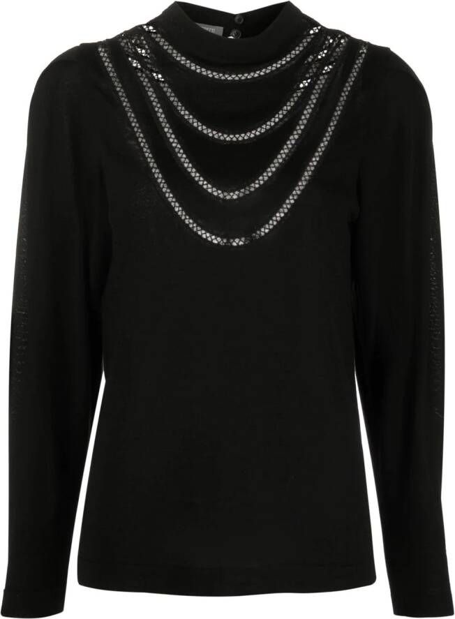 Alberta Ferretti Visnet trui Zwart