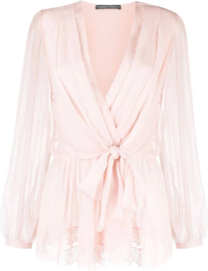 Alberta Ferretti Wikkelblouse Roze