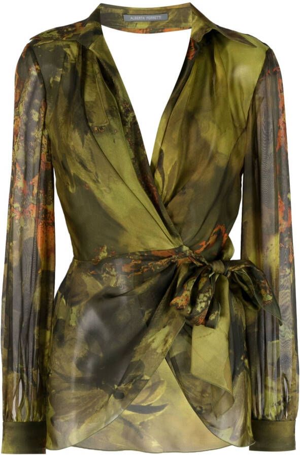 Alberta Ferretti Bloese met wikkeldetail Groen
