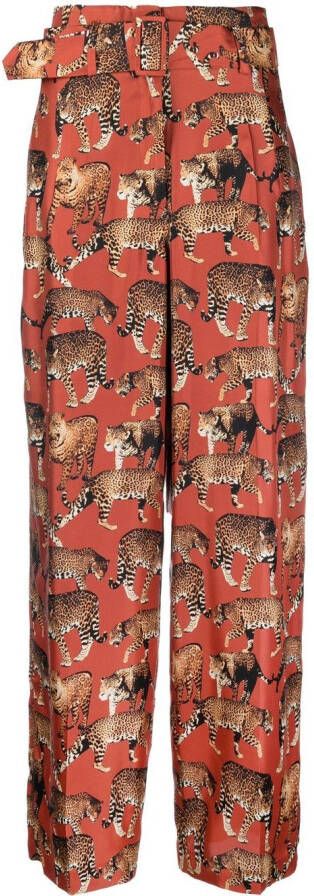 Alberto Biani Broek met dierenprint Rood