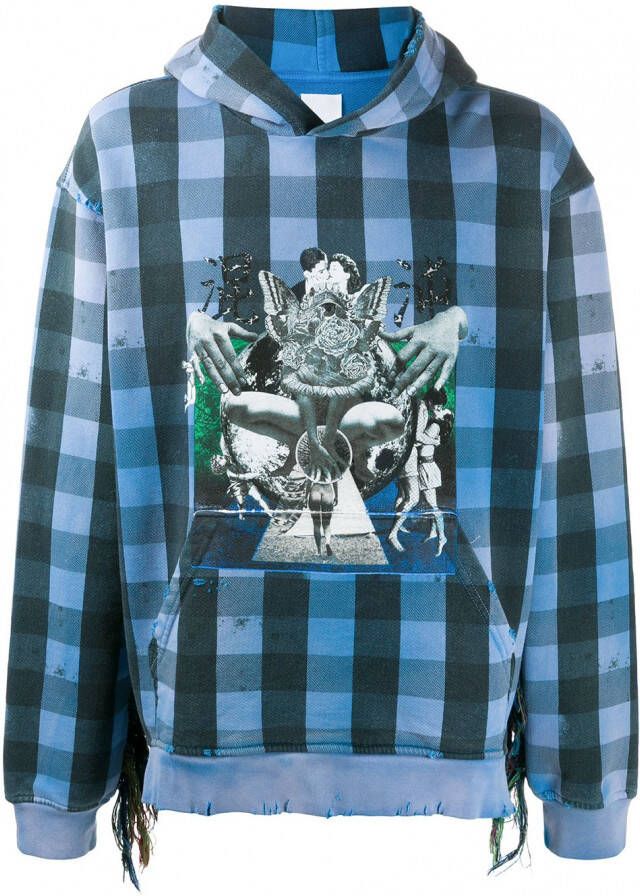 Alchemist Geruite hoodie Blauw