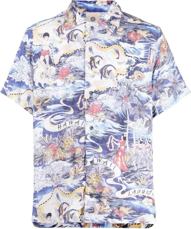 Alchemist Overhemd met print Blauw