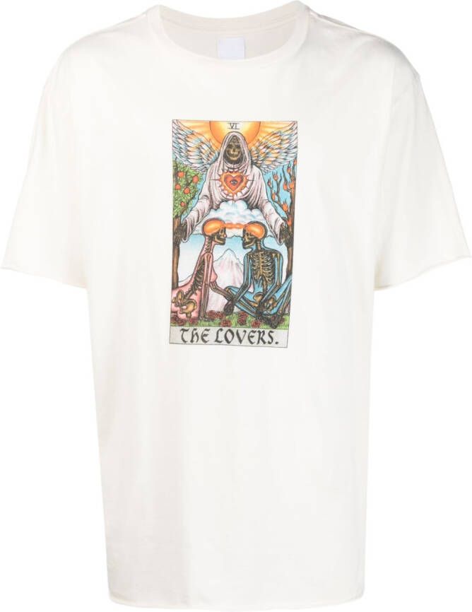 Alchemist T-shirt met tarotprint Wit