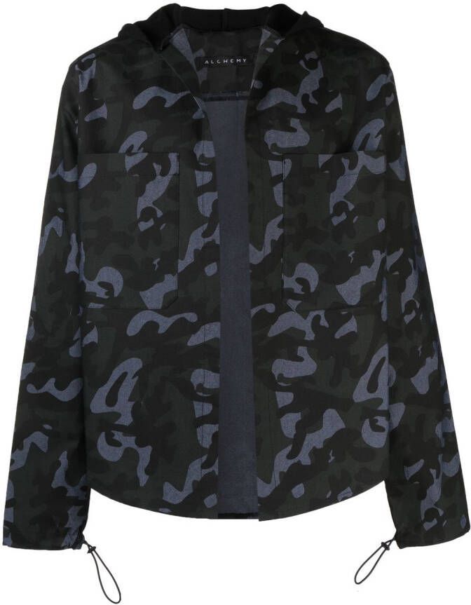 Alchemy Overhemd met camouflageprint Blauw