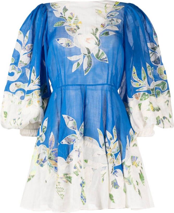 ALEMAIS Rita mini-jurk met borduurwerk Blauw