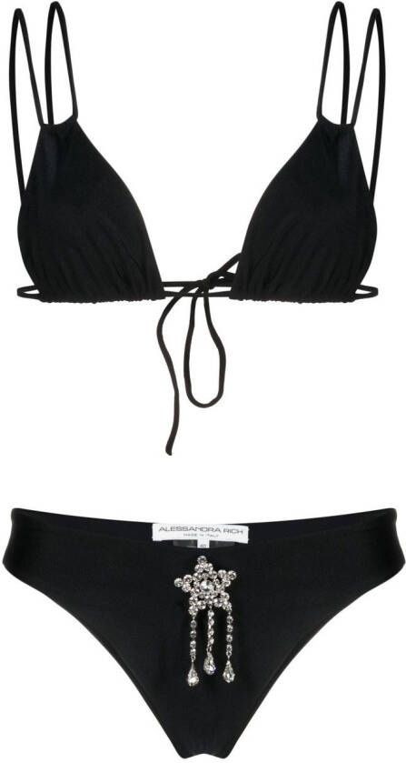 Alessandra Rich Bikini verfraaid met kristal Zwart