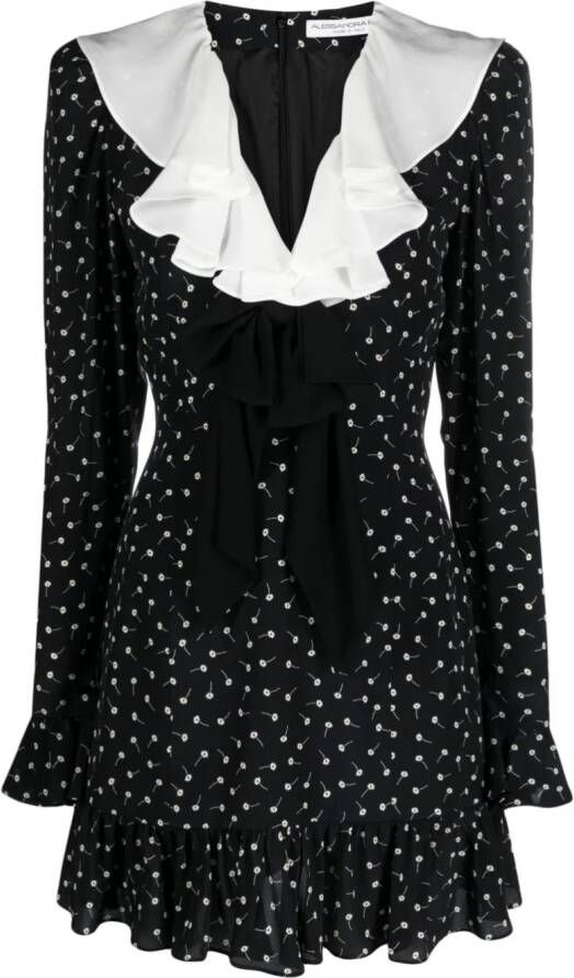 Alessandra Rich Mini-jurk met strikdetail Zwart