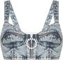 Alessandra Rich Bustier verfraaid met kristallen Blauw - Thumbnail 1
