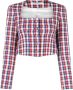 Alessandra Rich Cropped jack Blauw - Thumbnail 1