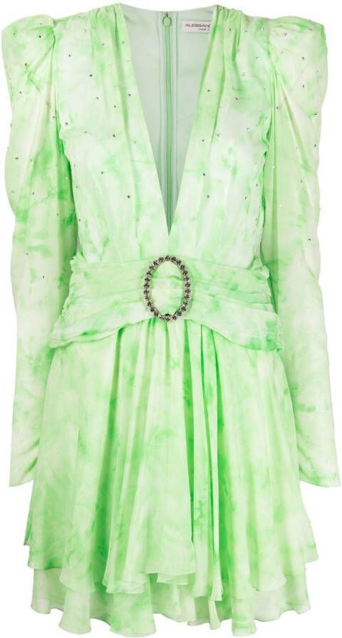 Alessandra Rich Mini-jurk verfraaid met kristallen Groen