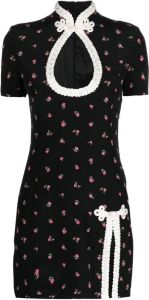 Alessandra Rich Mini-jurk met bloemenprint Zwart