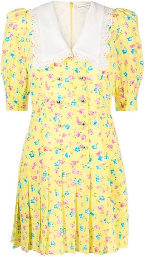 Alessandra Rich Mini-jurk met bloemenprint Geel