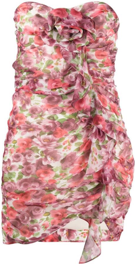 Alessandra Rich Mini-jurk met bloemenprint Roze