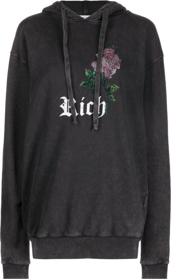 Alessandra Rich Hoodie verfraaid met stras Grijs