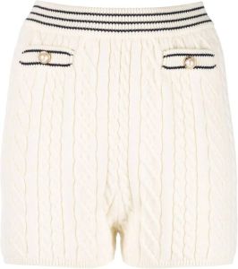 Alessandra Rich Kabelgebreide shorts Beige