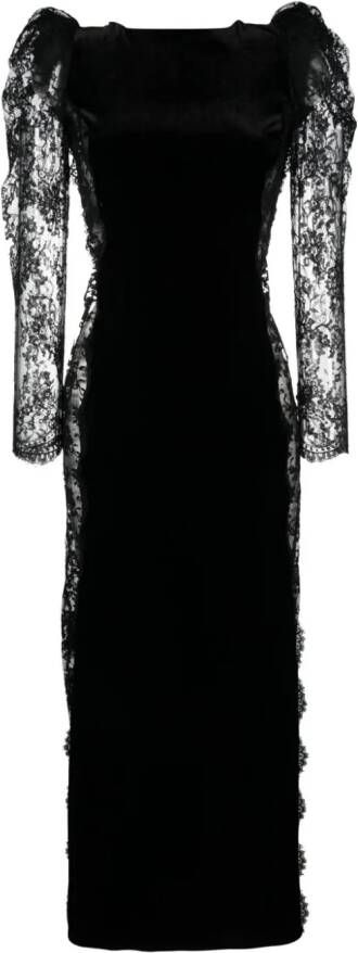 Alessandra Rich Maxi-jurk met open rug Zwart