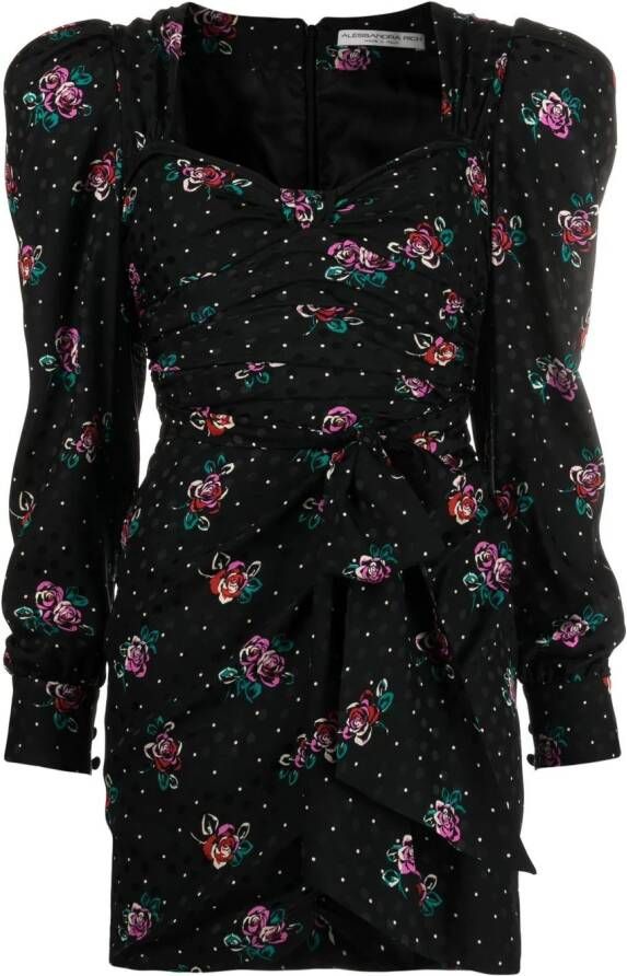 Alessandra Rich Mini-jurk met bloemenprint Zwart