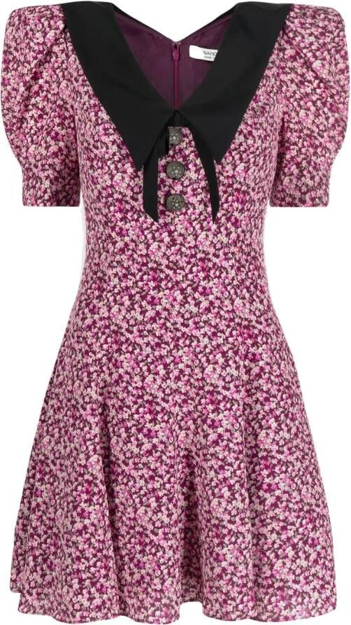 Alessandra Rich Mini-jurk met bloemjacquard Paars