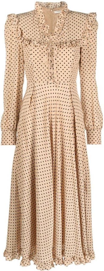 Alessandra Rich Midi-jurk met stippen Beige