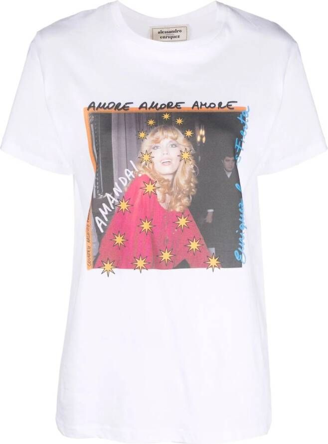Alessandro enriquez T-shirt met fotoprint Wit
