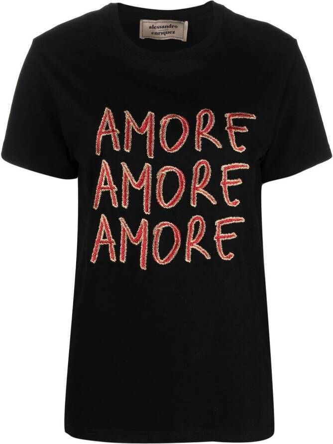 Alessandro enriquez T-shirt met geborduurd logo Zwart