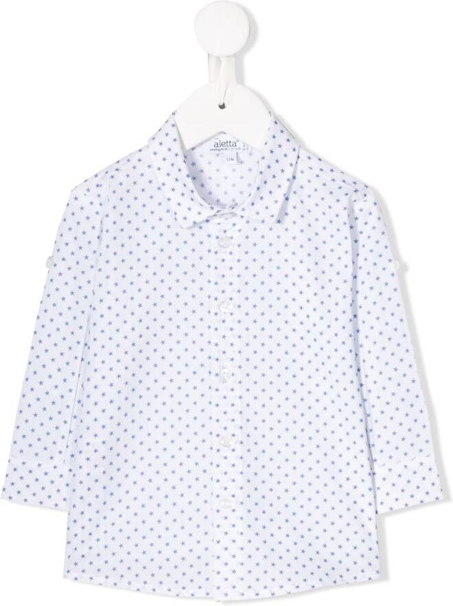 Aletta Shirt met sterprint Wit