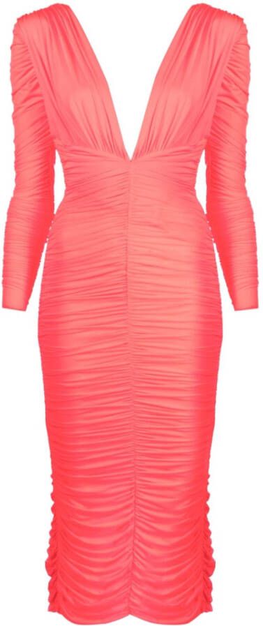 Alex Perry Midi-jurk met ruche Oranje