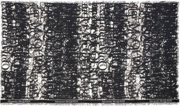 Alexander McQueen Sjaal met abstracte print Zwart