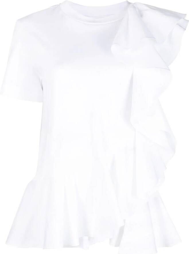Alexander McQueen T-shirt met ruches Wit