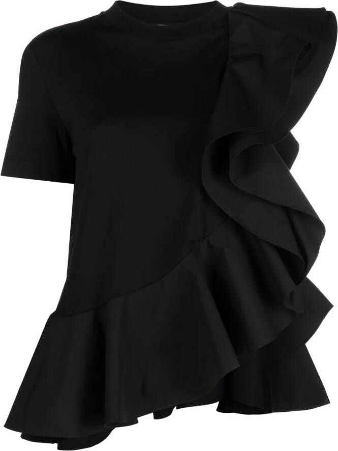 Alexander McQueen T-shirt met ruches Zwart