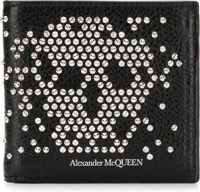 Alexander McQueen billfold portemonnee met doodskop van studs Zwart