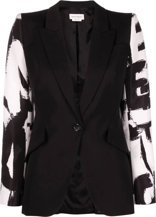 Alexander McQueen Blazer met enkele rij knopen Zwart