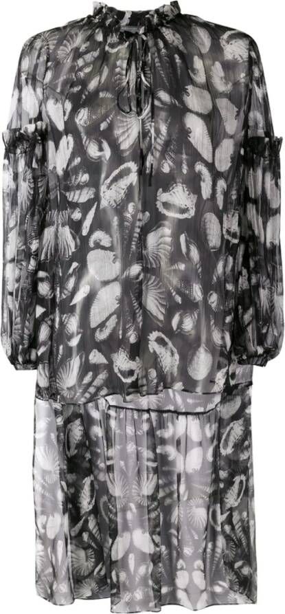 Alexander McQueen blouse met lange achterzijde en schelpenprint Zwart