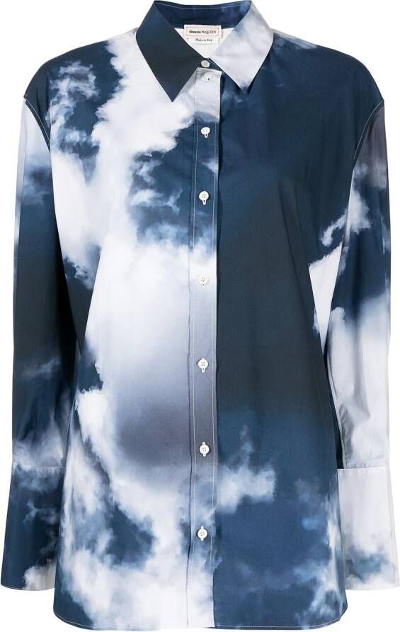 Alexander McQueen Blouse met print Blauw