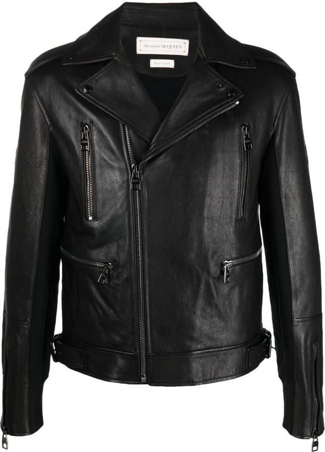 Alexander McQueen Bomberjack met leren afwerking Zwart