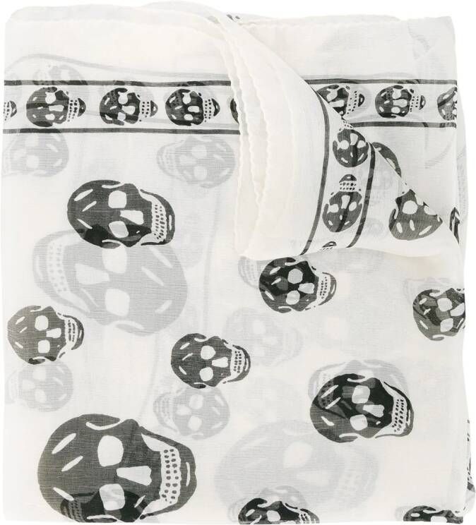 Alexander McQueen Chiffon Skull-sjaal Beige