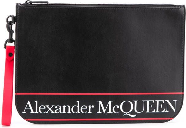 Alexander McQueen Clutch met logo Zwart