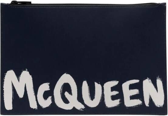 Alexander McQueen Clutch met logoprint Blauw