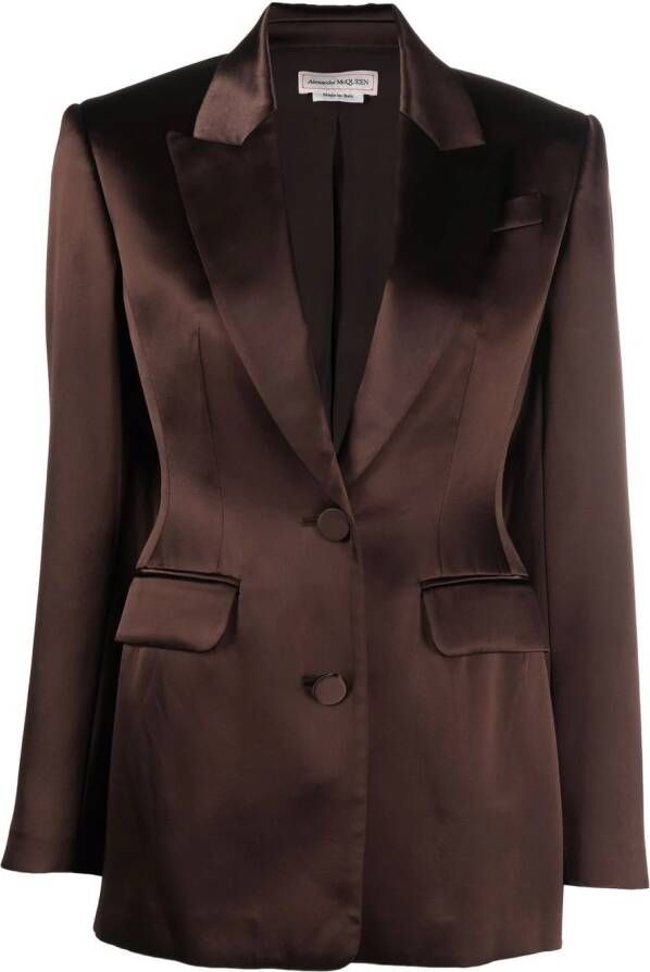 Alexander McQueen Colbert met enkele rij knopen Bruin