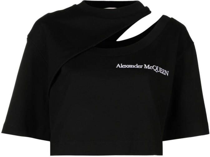 Alexander McQueen Cropped T-shirt Zwart