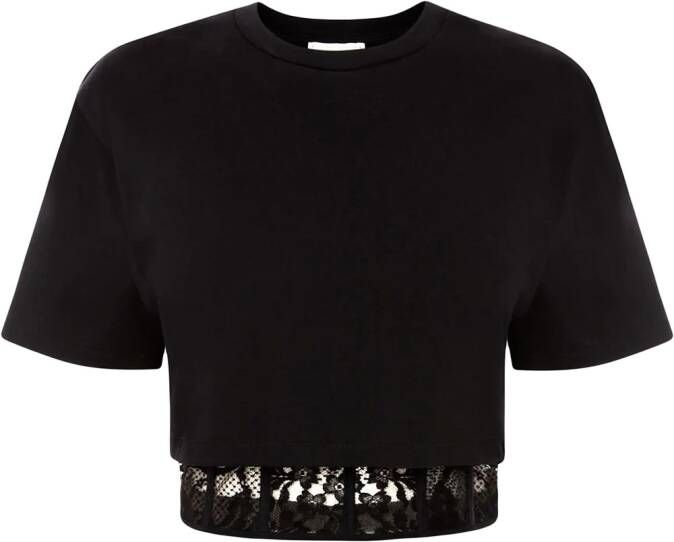 Alexander McQueen Cropped T-shirt Zwart