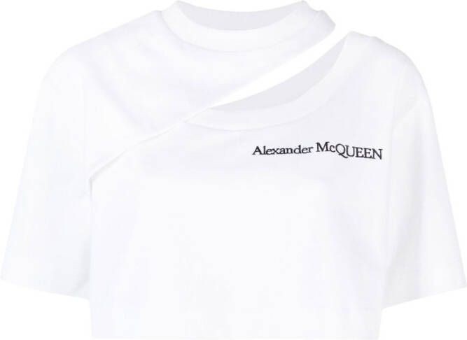 Alexander McQueen Cropped T-shirt Wit