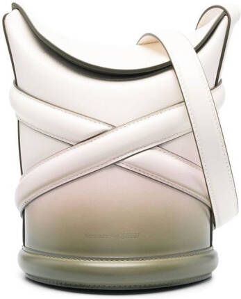 Alexander McQueen Bucket-tas met logo-reliëf Beige