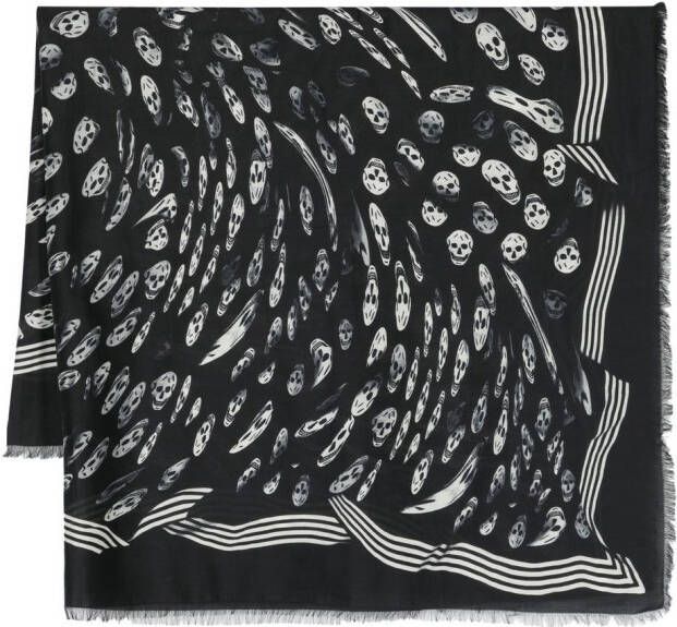 Alexander McQueen Sjaal met doodskop patroon Zwart