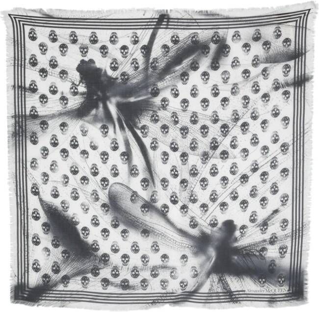 Alexander McQueen Dragonfly Biker sjaal met doodskopprint Zwart