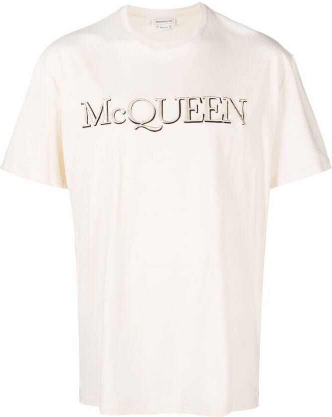 Alexander McQueen T-shirt met geborduurd logo Beige