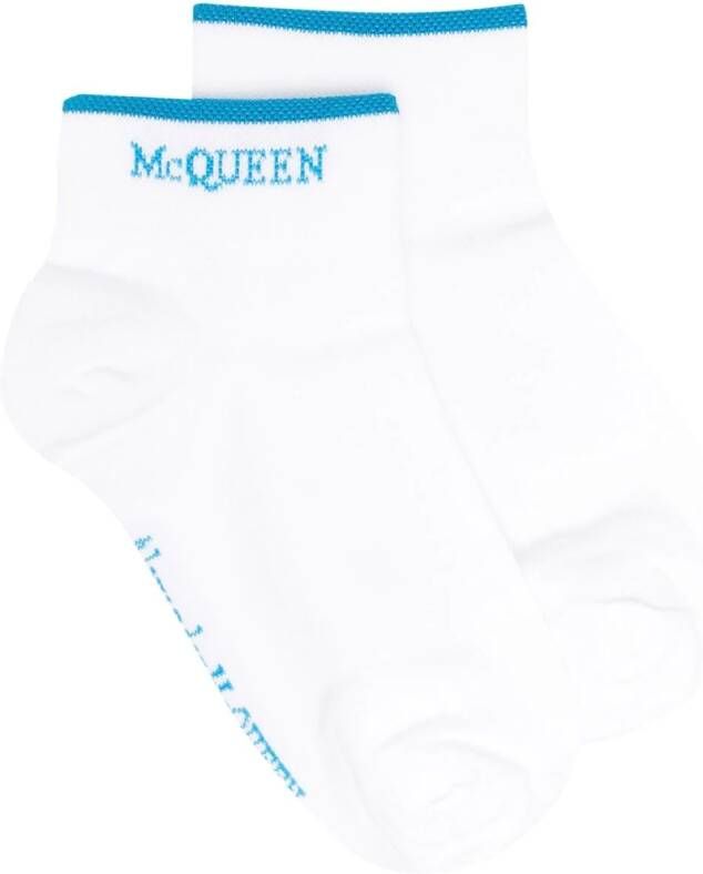 Alexander McQueen Enkelsokken met logo Wit