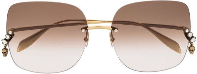 Alexander McQueen Eyewear AM0390S zonnebril met vierkant montuur Goud
